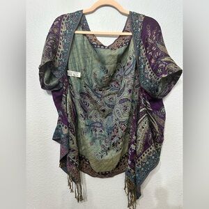 EUC Purple and Green Paisley Shawl